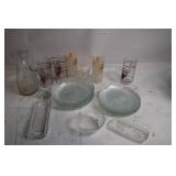 Collection of Vintage Glassware with Plates and Tumblers