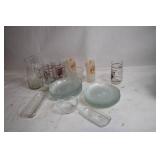 Collection of Vintage Glassware with Plates and Tumblers