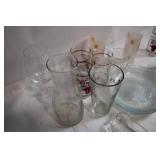 Collection of Vintage Glassware with Plates and Tumblers
