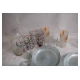 Collection of Vintage Glassware with Plates and Tumblers