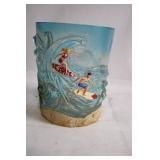 Decorative Glass Vase with Surfing Design