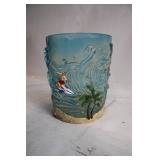 Decorative Glass Vase with Surfing Design