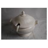 Collectible Vintage White Ceramic Soup Tureen with Ladle