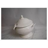 Collectible Vintage White Ceramic Soup Tureen with Ladle