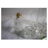 Assorted Glassware Set with Holiday Wreath Plate and Crystal Holders