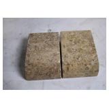 Pair of Travertine Bookends with Natural Stone Finish