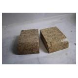 Pair of Travertine Bookends with Natural Stone Finish