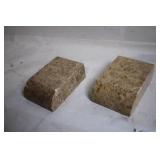 Pair of Travertine Bookends with Natural Stone Finish
