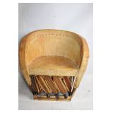 Rustic Mexican Equipal Chair with Natural Leather and Wood Frame