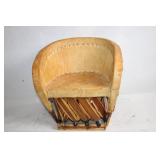 Rustic Mexican Equipal Chair with Natural Leather and Wood Frame