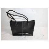Black Leather Handbag with Double Straps