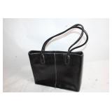 Black Leather Handbag with Double Straps