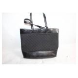Black Quilted Tote Bag with Faux Leather Trim