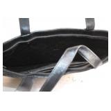 Black Quilted Tote Bag with Faux Leather Trim