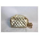 Bascora Italian Genuine Leather Gold Quilted Handbag