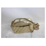 Bascora Italian Genuine Leather Gold Quilted Handbag