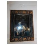 African Animal Carved Wall Mirror with Metal Accents