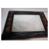 African Animal Carved Wall Mirror with Metal Accents