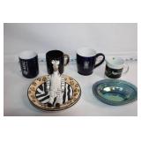 Collection of Zebra Themed Plates, Figurine, and Glass Bowl