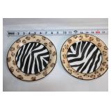Collection of Zebra Themed Plates, Figurine, and Glass Bowl