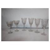 Set of 6 Vintage Etched Crystal Wine Glasses
