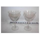 Set of 6 Vintage Etched Crystal Wine Glasses
