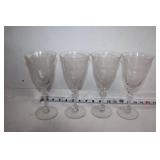 Set of 6 Vintage Etched Crystal Wine Glasses