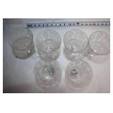 Set of 6 Vintage Etched Crystal Wine Glasses