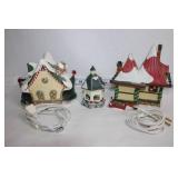 Set of 3 Holiday Village Lighted Houses