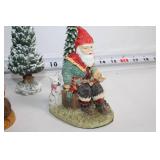 Christmas Figurines Set with Trees, Nativity, and Santa Claus
