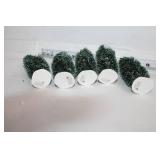 Collection of Holiday Miniature Trees and Decorative Porcelain Tea Set