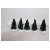 Collection of Holiday Miniature Trees and Decorative Porcelain Tea Set