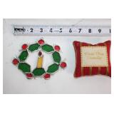 Collection of Holiday Decorations Including Nutcracker, Trees, and Ornaments