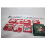 Collection of 8 Kosta Boda Christmas Ornaments - Snowflake, Hearts & More