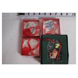 Collection of 8 Kosta Boda Christmas Ornaments - Snowflake, Hearts & More