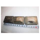 Set of 3 Vintage Silver-Plated Jewelry Boxes with Velvet Lining