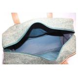 Oscar de la Renta Green Tweed Duffel Bag with Leather Trim