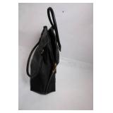 Elegant Black Leather Handbag with Gold Accents