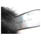 Jacques Levine Black Furry High Heel Slippers