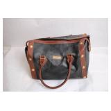 Philippe Charriol Paris Black Leather Tote Bag with Brown Accents