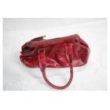Cole Haan Red Leather Crocodile Embossed Handbag