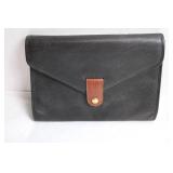 Vintage Black Leather Document Holder with Brown Accent