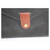 Vintage Black Leather Document Holder with Brown Accent