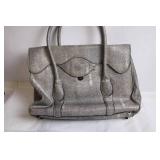 BCBGMAXAZRIA Metallic Gray Leather Handbag