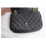 Quilted Black Leather Handbag with Chain Strap