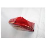 Red Leather-Like Shoulder Bag with Zippered Pockets