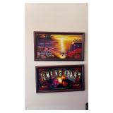 Jumping beans and the island framed slot machine glass 21” x 12”