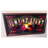 Jumping beans and the island framed slot machine glass 21” x 12”