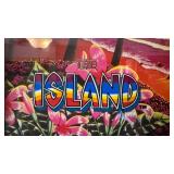 Jumping beans and the island framed slot machine glass 21” x 12”