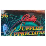 Framed slot machine glass